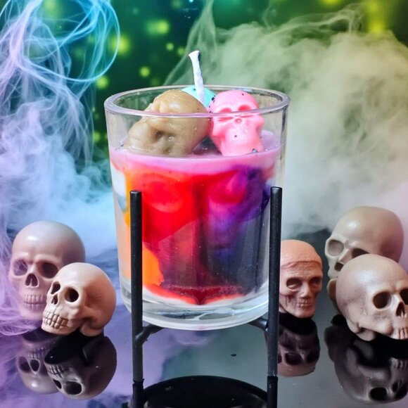 Skull Candle in Glass ✦ Vanilla Cherry Cheesecake ✦ Oatmeal Raisin ✦ Cinnamon - Picture 3 of 8